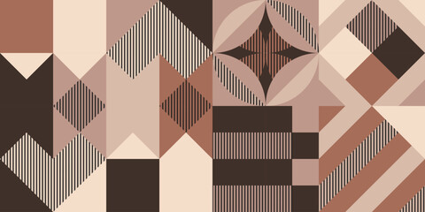 Wall Mural - Neutral colored geometric seamless pattern