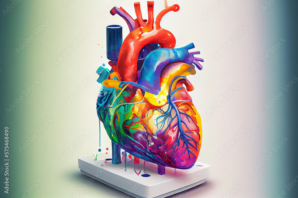 Human heart model printed on a 3D printer, showcasing the intricate ...