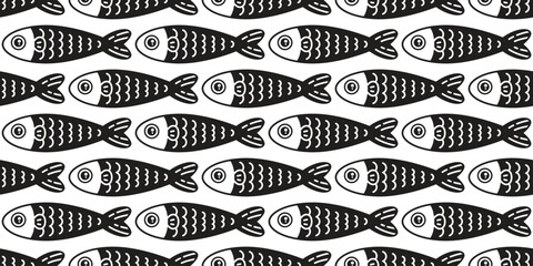 Wall Mural - fish Seamless pattern vector tuna salmon shark cartoon pet dolphin whale sea ocean repeat wallpaper tile background gift wrapping paper animal doodle illustration design scarf isolated