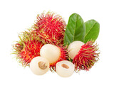 rambutan sweet delicious fruit with leaf isolated on transparent png