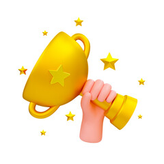 3d minimal winner cup. achievement award, trophy cup. champion trophy, shiny golden cup, winner awar