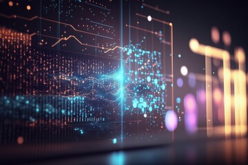 Futuristic Big data visualization concept, Visual information complexity. Generative Ai