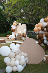 Wall Mural - creative gender neutral baby shower or birthday decoration in the garden. bohemian style outdoor eve