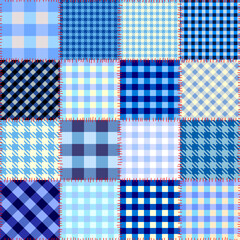 Fototapete - Patchwork textile pattern. Seamless quilting design background.