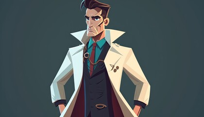 Doctor super-hero flat style illustration of a doctor in hero pose generative ai.