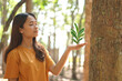© buraratn - concept of saving the world Asian woman holding a small tree