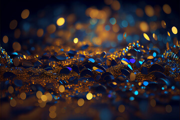 Wall Mural - Abstract glitter gold and blue colored lights