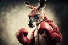 The Fight For The Outback. Kangaroo Boxing. Generative Ai