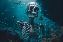 Human Skeleton At The Bottom Of An Ocean