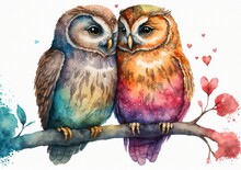 Watercolor Owls Created With Generative AI Tools