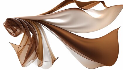 Wall Mural - Elegant Fashion Flying Satin Brown, White and Golden Silk Cloth Design for Product Display. AI-Generated, Digital Illustration.