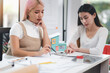 © jat306 - Construction and architect home building company concept, Engineers, architects and designers work together to design home or resident housing and validate blueprints in the workplace.