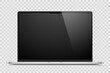 © Helga1 - A mock-up laptop with a black screen and a glare on a transparent background. A realistic, modern laptop with a silver case. Vector eps 10.