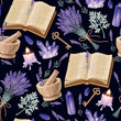 Vector seamless pattern with book and lavender