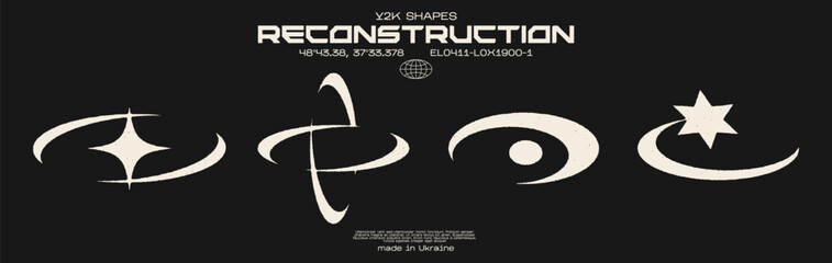 Wall Mural - retro futuristic y2k style design elements. collection of exclusive abstract graphic geometric symbo