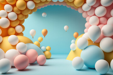 Wall Mural - Birthday background with balloons. Illustration AI Generative