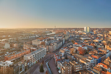 Aerial afternoon view of the city center of Arnhem, The Netherlands