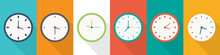 Set Of Different Clock Icons In A Flat Design. Watch Icon Collection