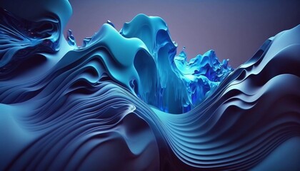Abstract fluid 3d wave in motion background blue color. Suitable background and wallpaper