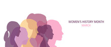 Women's History Month Banner.Flat Vector Illustration.