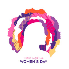 Wall Mural - International Women's Day profile woman card design