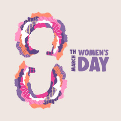 Wall Mural - International Women's Day profile woman 8 march card design