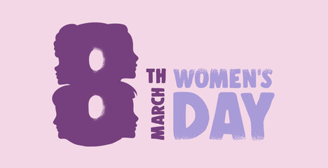 Wall Mural - International Women's Day profile woman 8 march text card