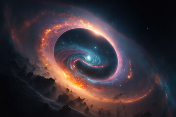 Wall Mural - Spiral Galaxy. Space with stars generative AI background
