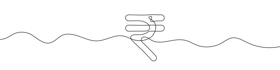 Wall Mural - continuous line drawing of rupee currency symbol. line art of indian rupee currency symbol. vector i