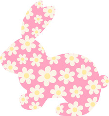 Wall Mural - Easter bunny with flowers pink silhouette vector illustration