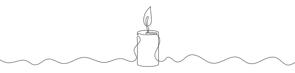 Wall Mural - continuous line drawing of candle. candle one line icon. one line drawing background. vector illustr