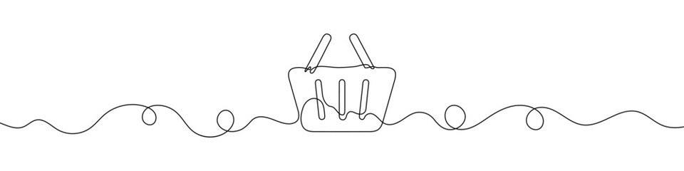 Wall Mural - Single continuous line drawing of a shopping cart. One continuous line of a shopping basket icon. Vector illustration