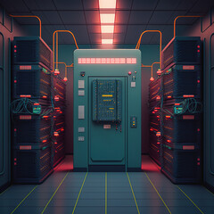 Generative AI illustration of data server room