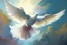 White Dove Flying Painting - A Symbol Of Peace And Hope Created With Generative AI