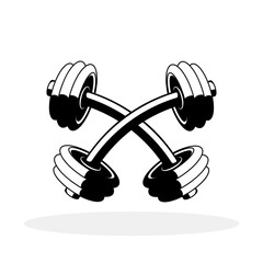 Wall Mural - Fitness logo design. Crossed dumbbell. Bodybuilding black icon. Vector illustration.
