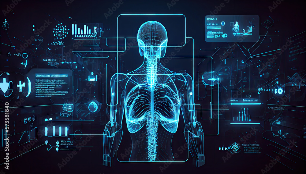 Healthcare and medicine, Human, Modern interface screen on laboratory ...