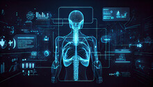 Healthcare And Medicine, Human, Modern Interface Screen On Laboratory. Generative AI