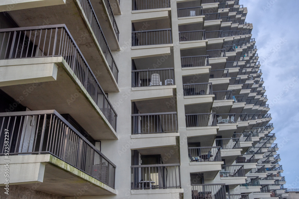 building with balconies form interesting patterns Stock Photo | Adobe Stock