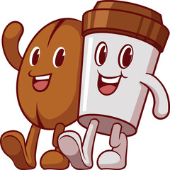 Cute coffee cartoon character design