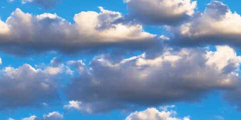 Wall Mural - evening clouds on the blue sky seamless texture, pattern background (created with generative ai)