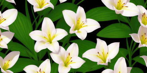 Wall Mural - lily flowers seamless texture, pattern background (created with generative ai)