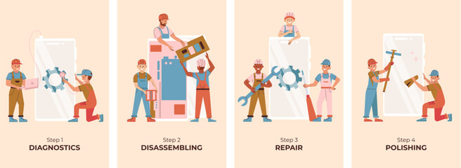 Wall Mural - Phone Repair Service Infographic