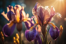 Bearded Iris Blooming In Spring. Generative AI