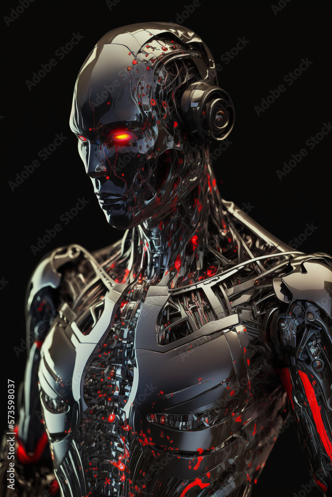 Generative Ai Illustration Sci Fi Futuristic Humanoid Incomplete Robot