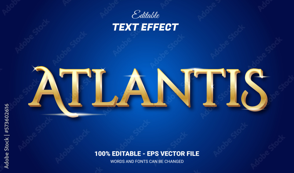 Text Theme Editable text style effect - Atlantis text style theme. Stock Vector ...