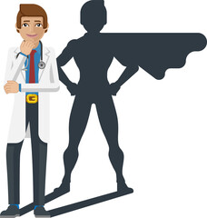 Wall Mural - Young Medical Doctor Super Hero Cartoon Mascot