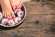 Close up of a female feet in spa salon