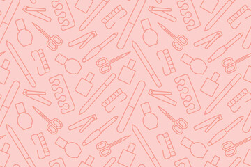 seamless pattern with manicure, pedicure tools - vector illustration