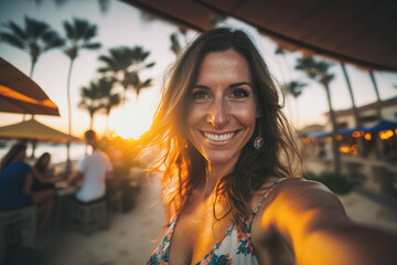 Portrait of woman at Beach party