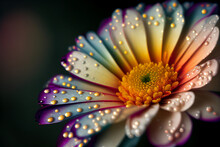 Colorful Flower, Gerbera Lookalike With Dew,  Illustration Generative AI
